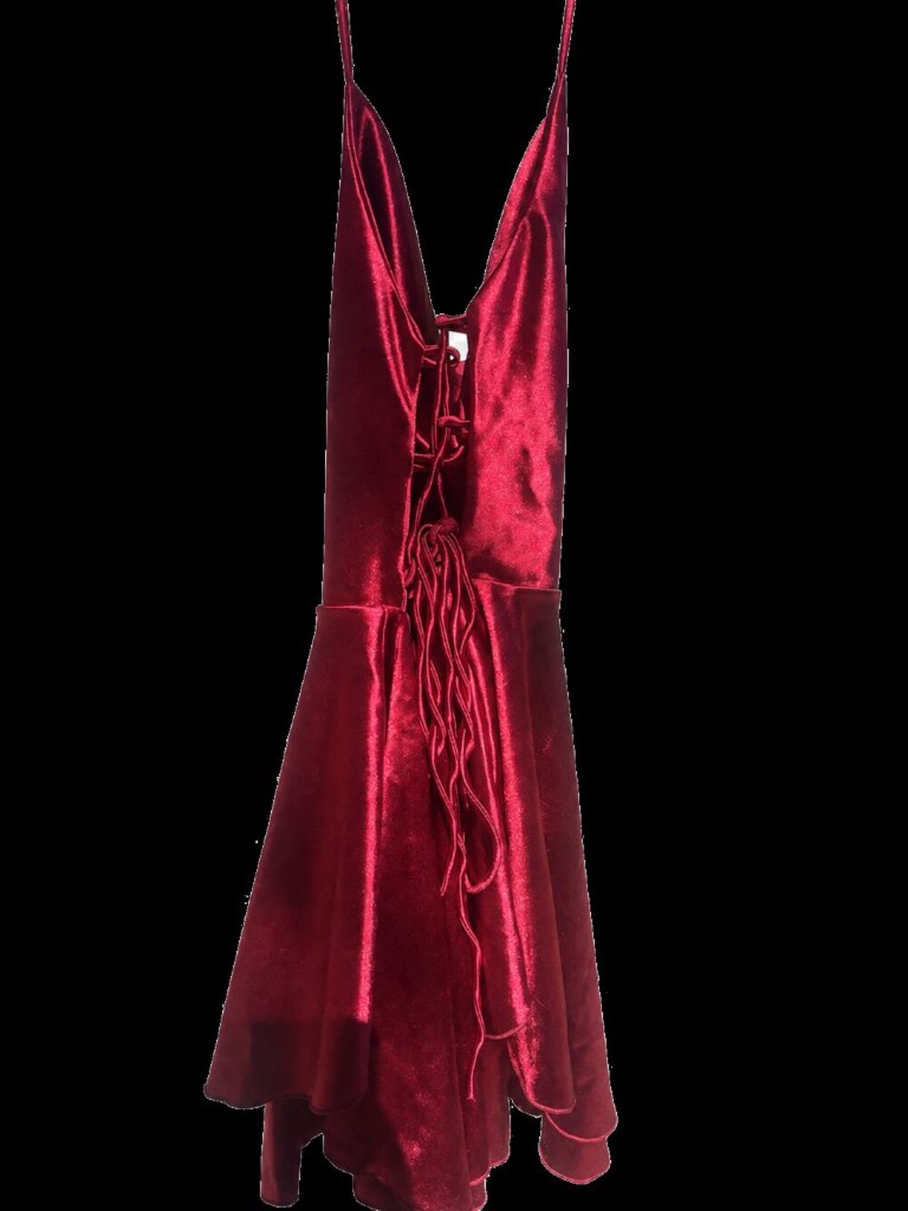 Red Satin Lace-Up Corset Back Dress Gently Used - Picture 1 of 3